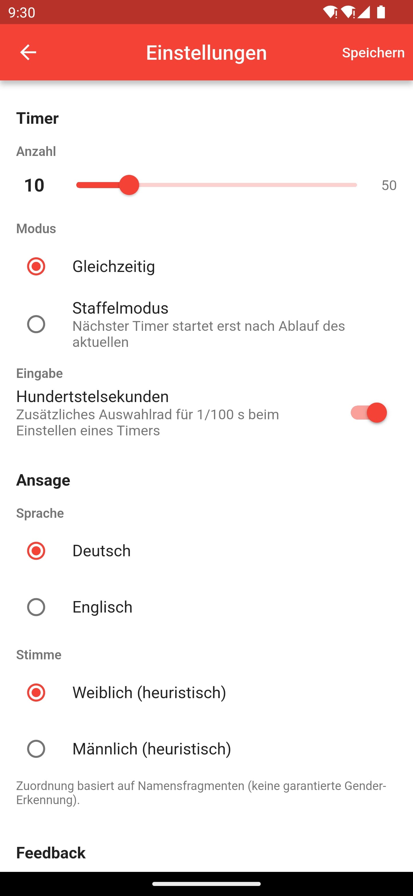 Einstellungen – Akzentfarbe und Stimme